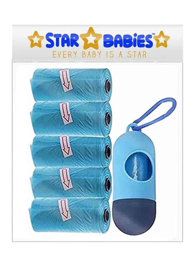 ستار بيبيز عبوة من 5 أكياس معطرة، 75 كيسًا أزرق وموزع متنوع - Image 1