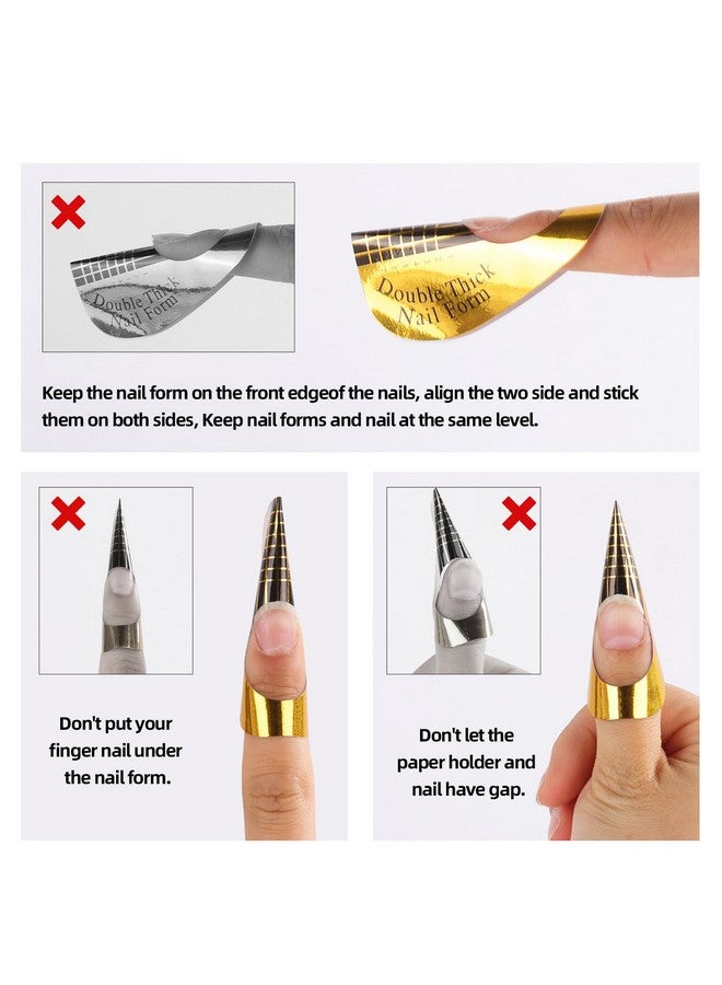 بي تي واي ام اس 300 قطعة من ملصقات قوالب الأظافر الأكريليكية، قوالب نحت الأظافر على شكل حدوة حصان ذهبية، قوالب تمديد الأظافر من أجل جل البناء والأظافر الأكريليكية - Image 3