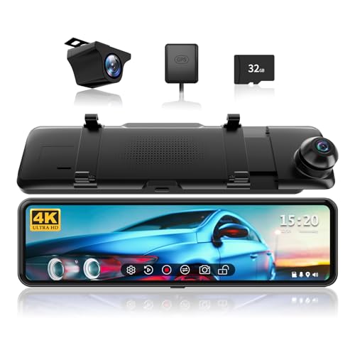 REDTIGER T700 Rear View Mirror Camera 11'' 4K UHD Front and 1080P Mirror Dash Cam Front and Rear, GPS,Parking Monitor,Night Vision,Smart Reverse Parking Assistance,Touch Screen, 32 GB Card - Image 1