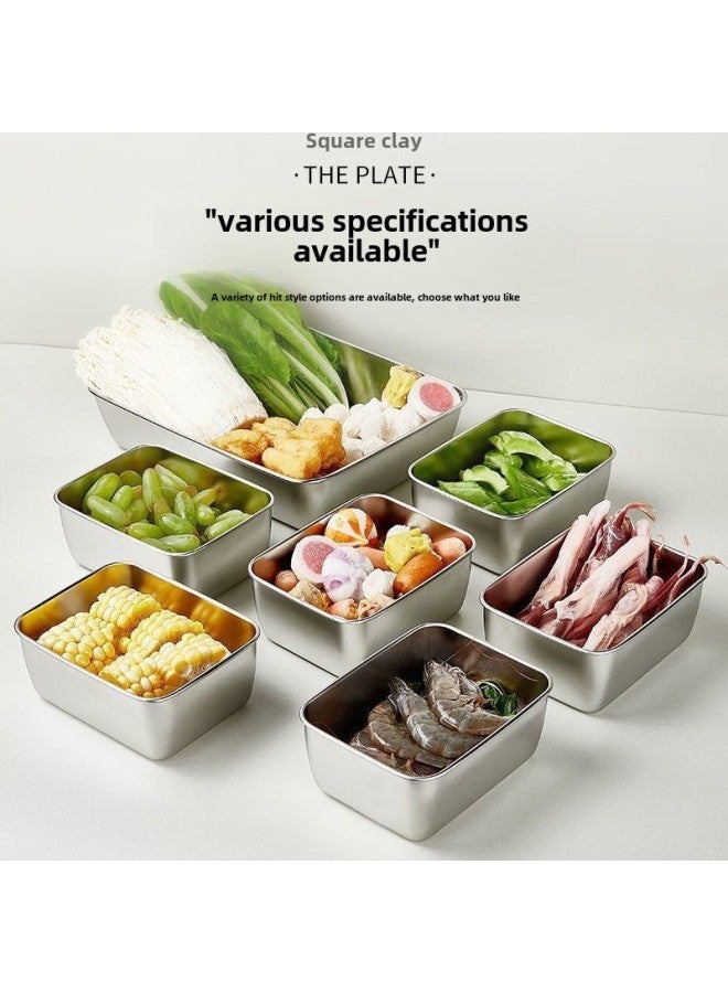 Stainless Steel Fresh-keeping Box With Lid Rectangular Refrigerator Special Storage Box Picnic Dumpling Box Outdoor Portable Box-Specifications:Large Fresh-keeping Box (410)-Color:Solid Color With Lid  - Image 5