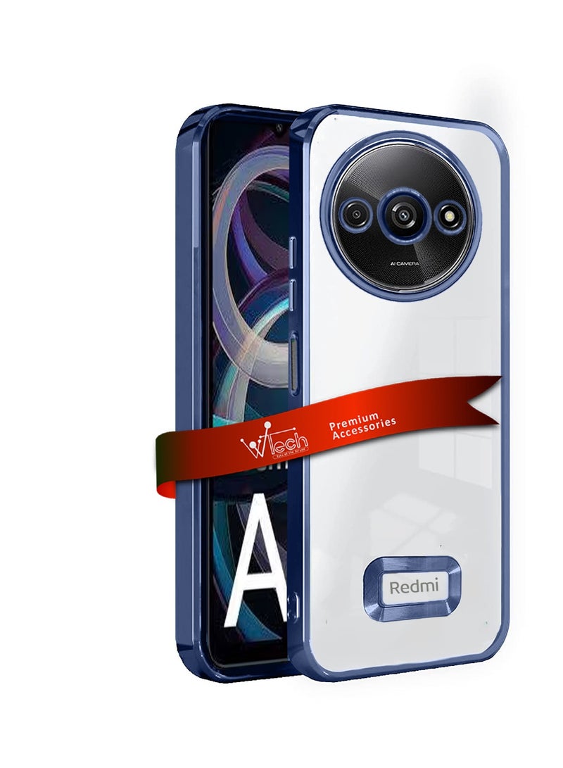 Wtech TPU Luxury Plating Raised Lips Camera Hole Case Cover For Xiaomi Redmi A3 4G 2024 Navy Blue - Image 1
