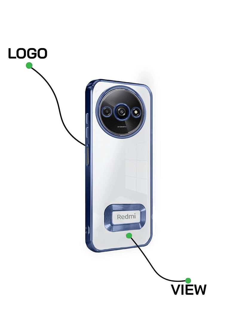 Wtech TPU Luxury Plating Raised Lips Camera Hole Case Cover For Xiaomi Redmi A3 4G 2024 Navy Blue - Image 2