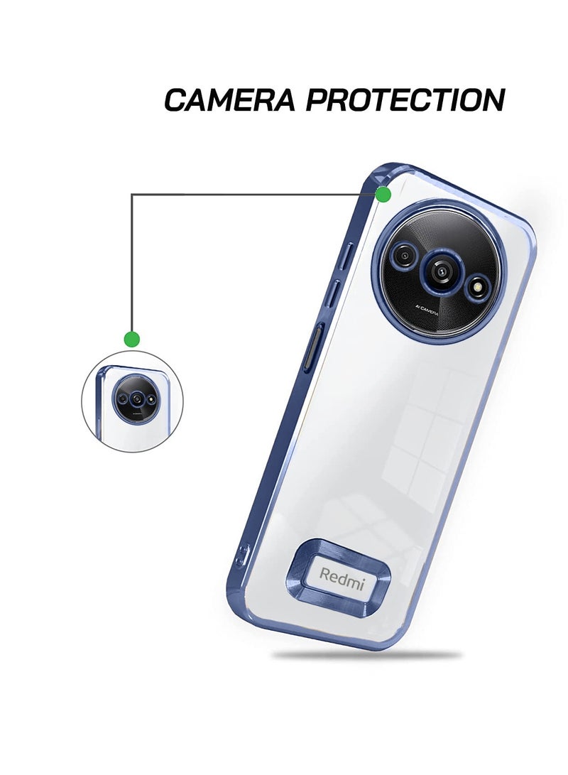 Wtech TPU Luxury Plating Raised Lips Camera Hole Case Cover For Xiaomi Redmi A3 4G 2024 Navy Blue - Image 4