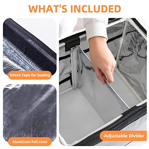TooCust حقيبة توكاست الكبيرة لتوصيل الطعام المعزولة مع قاعدة ثابتة وإطار داخلي، XL-18.1"x13.8"x13.8"، حقيبة توصيل البيتزا التجارية مع فاصل، مقاومة للماء وقابلة للطي لتوصيل الطعام، سوداء - Image 5