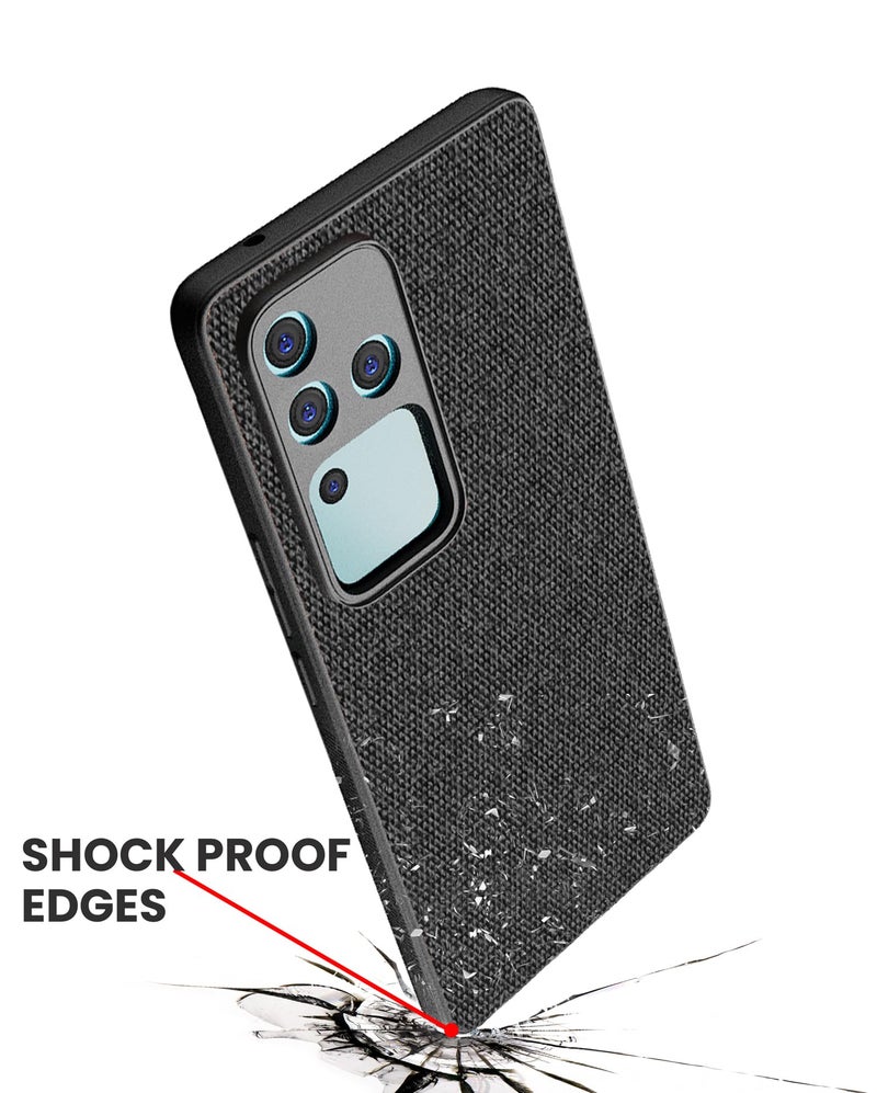 Kapa Soft Full Fabric Protective Back Case Cover for Vivo V30 Pro (5G) | Shockproof Slim Hard Anti Slip Back Case (Black) - Image 5