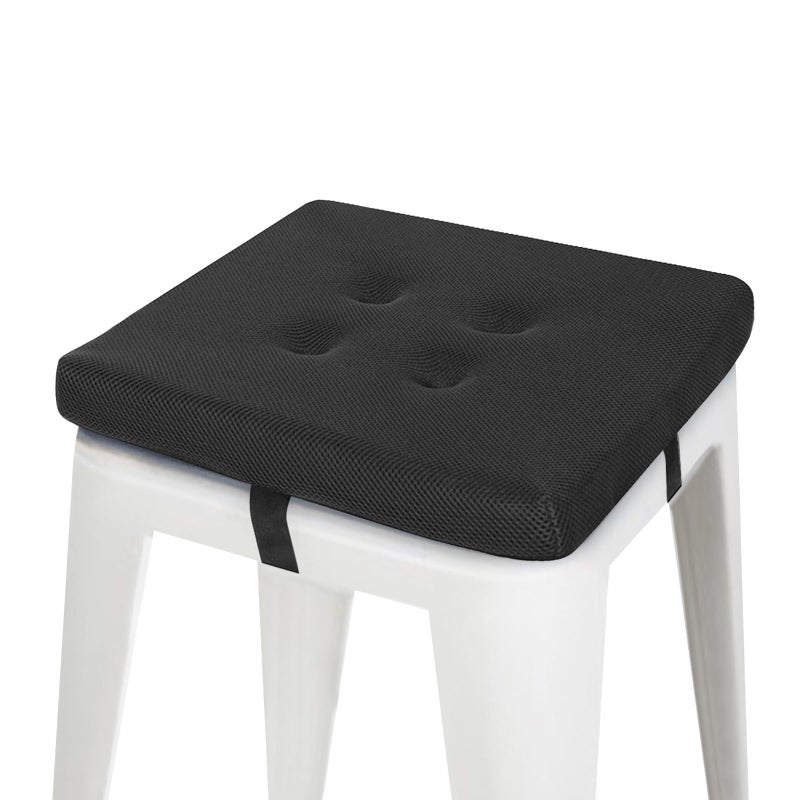 baibu 12 Inches Square Stool Cushions with Ties for Bar Stool Breathable Square Chair Pads Seat Cushions with NonSlip Bottom  One Pad Only 12 Black