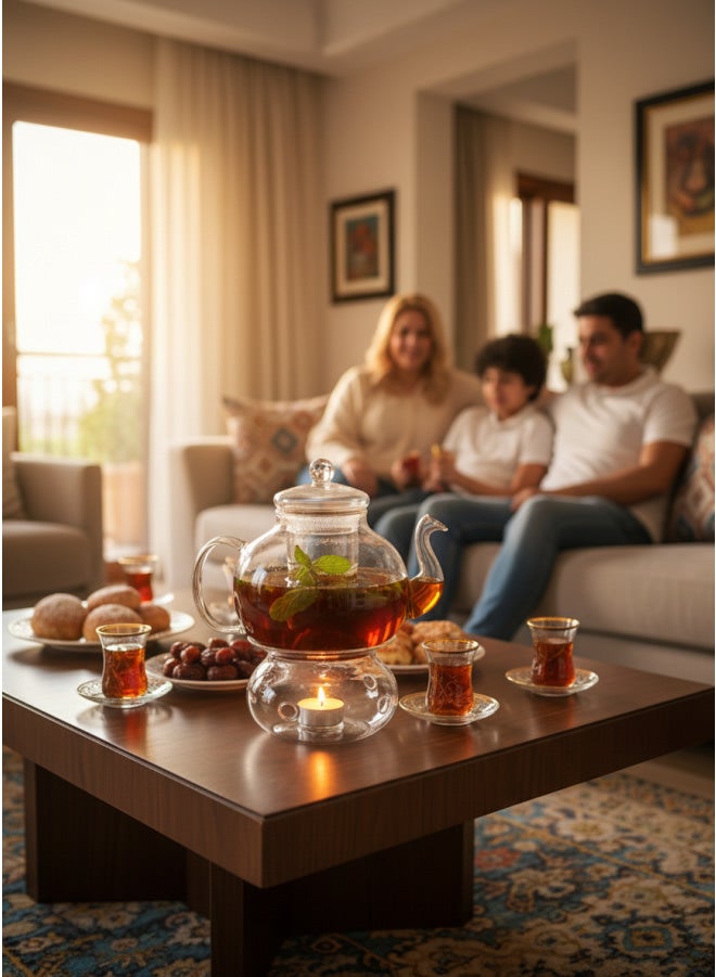 كذا هوم إبريق شاي زجاج بايركس مع تدفئة ومصفاة مقاوم حرارة - Image 2