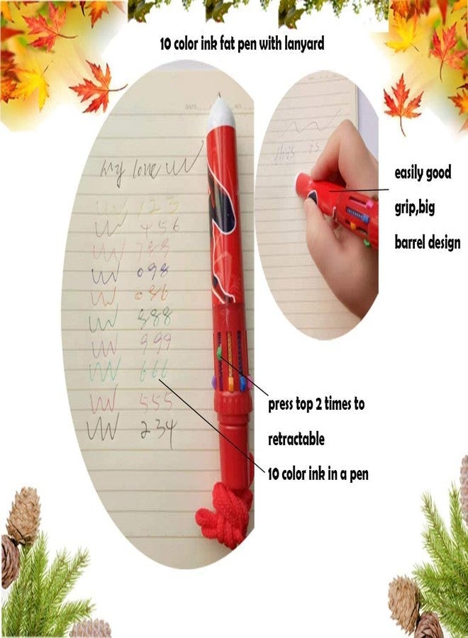 AK Store (2-Pack) Cartoon Design Multicolor 10-In-1 Retractable Ballpoint Pen for Kids, Birthday Return Gifts - Image 5
