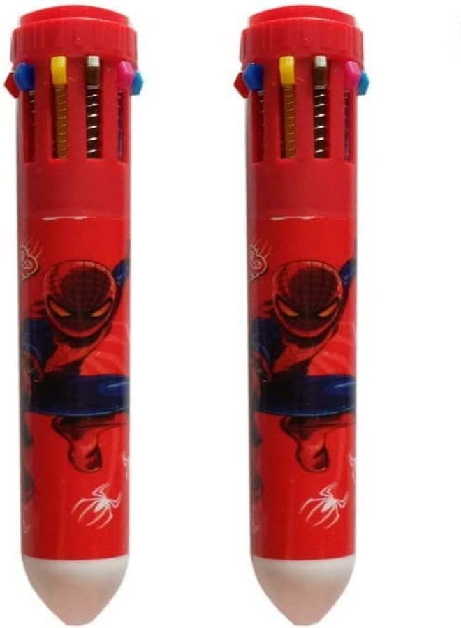 AK Store (2-Pack) Cartoon Design Multicolor 10-In-1 Retractable Ballpoint Pen for Kids, Birthday Return Gifts - Image 1
