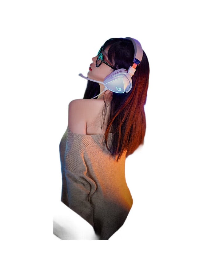 Rog Prism White Limited Edition Gaming Headset With Microphone, Over-Ear Headset With Microphone, 7.1 Surround Sound, Usb/Type-C Interface, Compatible With Triangular Action