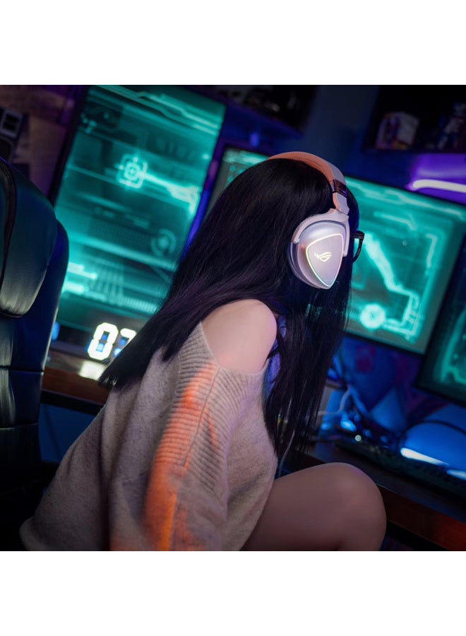 Rog Prism White Limited Edition Gaming Headset With Microphone, Over-ear Headset With Microphone, 7.1 Surround Sound, Usb/type-c Interface, Compatible With Triangular Action - Image 2