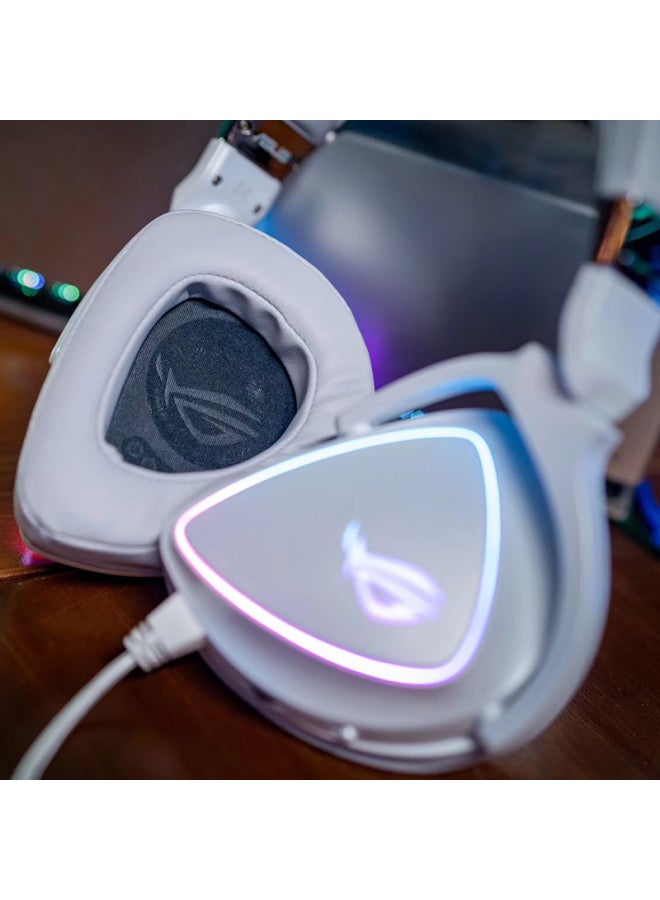 Rog Prism White Limited Edition Gaming Headset With Microphone, Over-ear Headset With Microphone, 7.1 Surround Sound, Usb/type-c Interface, Compatible With Triangular Action - Image 4