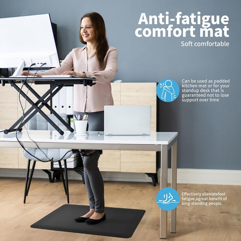 Art3d Anti Fatigue Mat - 1/2 Inch Cushioned Kitchen Mat -Comfort & Non Slip Cushion for Standing Desk, Office or Garage Floor (17.3"x28", Black) - Image 4