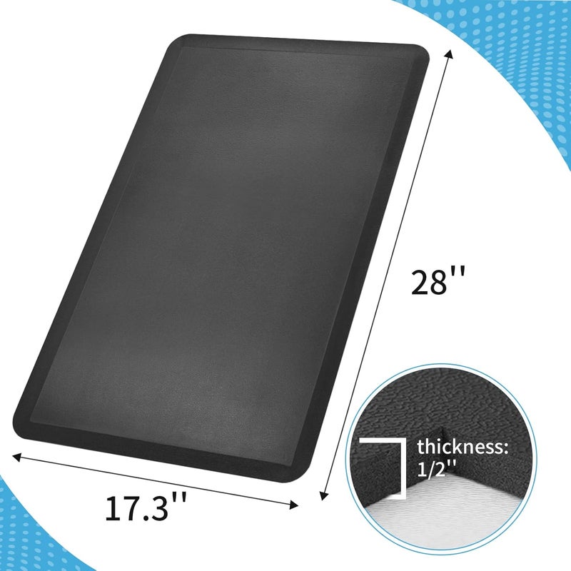 Art3d Anti Fatigue Mat - 1/2 Inch Cushioned Kitchen Mat -Comfort & Non Slip Cushion for Standing Desk, Office or Garage Floor (17.3"x28", Black) - Image 2