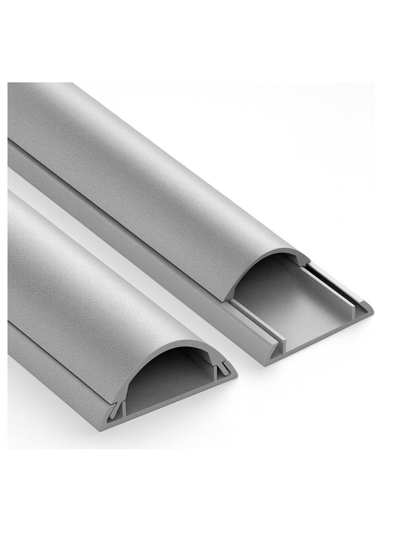 1 Meter Pvc Floor Trunking With Self Adhesive Red Sticker Wall Cord Cover Cable Concealer On-Wall Wire Cover Paintable Cable Management - Pack Of 2 (White, 10X35) - Image 1