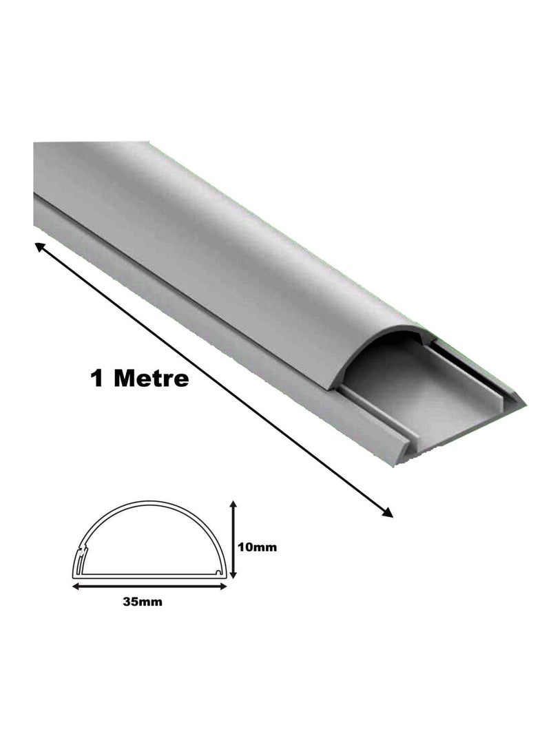 1 Meter Pvc Floor Trunking With Self Adhesive Red Sticker Wall Cord Cover Cable Concealer On-Wall Wire Cover Paintable Cable Management - Pack Of 2 (White, 10X35) - Image 2