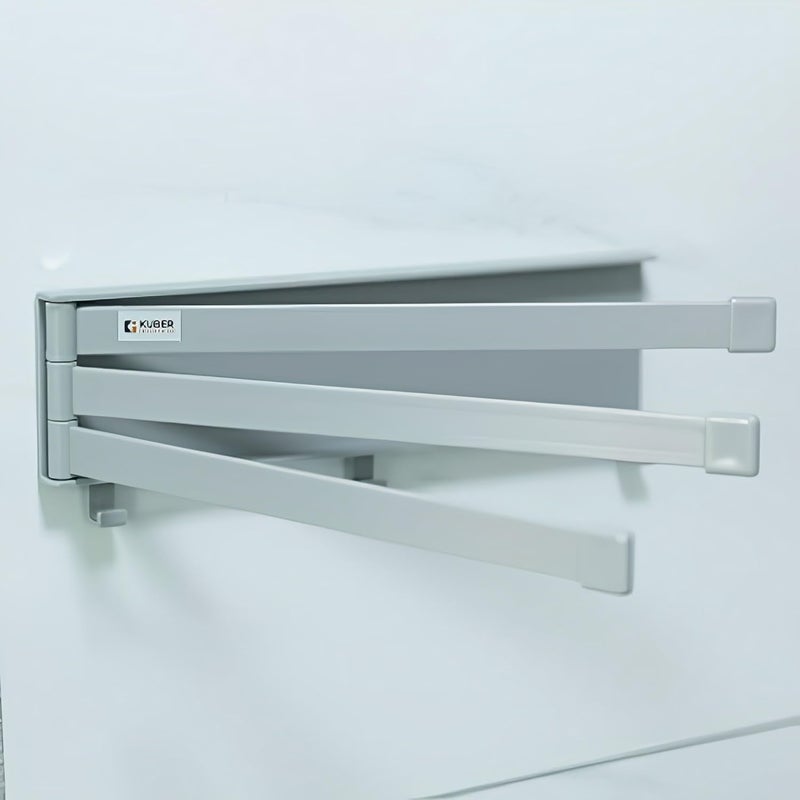 Kuber Industries Towel Holder Set | 3 180 Degree Rotation Bars | Self-Adhesive DIY Installation | A3027 |Grey - Image 1