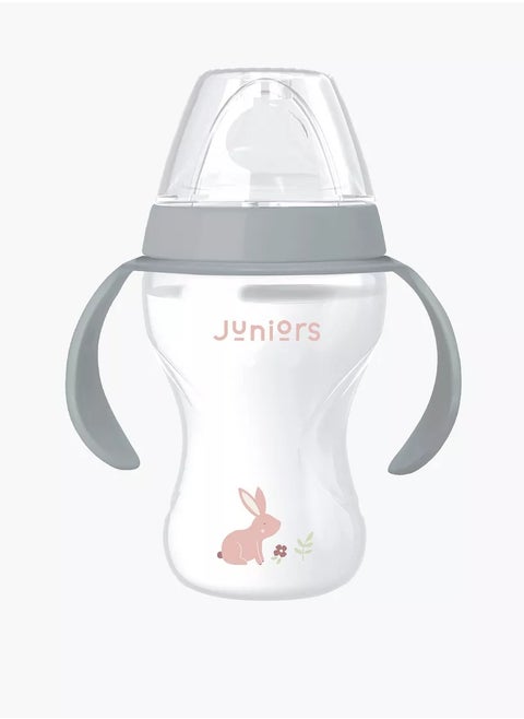Just Like Nature Ergonomic 260 ML Feeding Bottle With Handle & Anti Colic Teat Grey