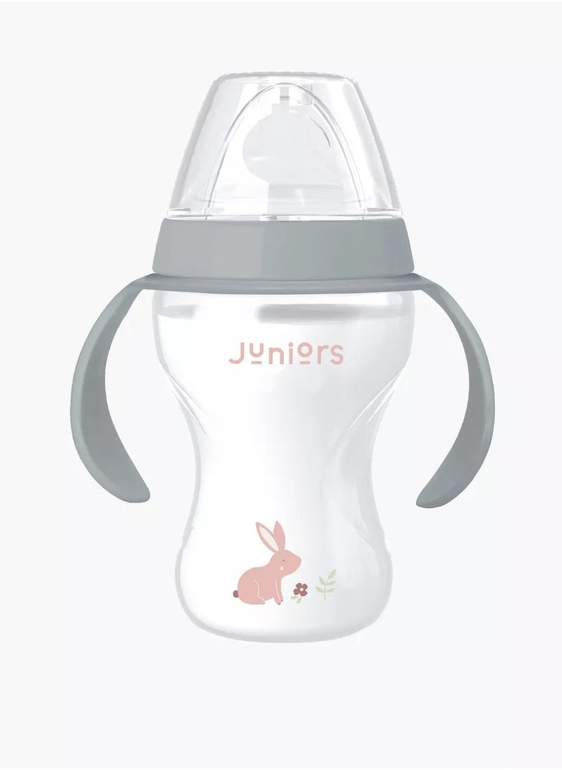 JUNIORS Just Like Nature Ergonomic 260 ML Feeding Bottle With Handle & Anti Colic Teat Grey  - Image 1