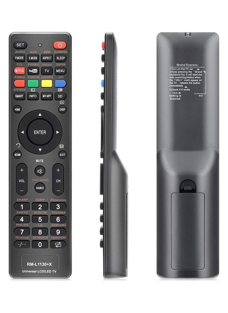 Raxoom Universal RM-L1130+X Remote Control Fits for All Brand LCD LED 3D Smart TV, Sub Samsung, Vizio, LG, Sony, Sharp, Panasonic,Toshiba, TCL, Hisense, Philips, JVC, Haier - Image 1