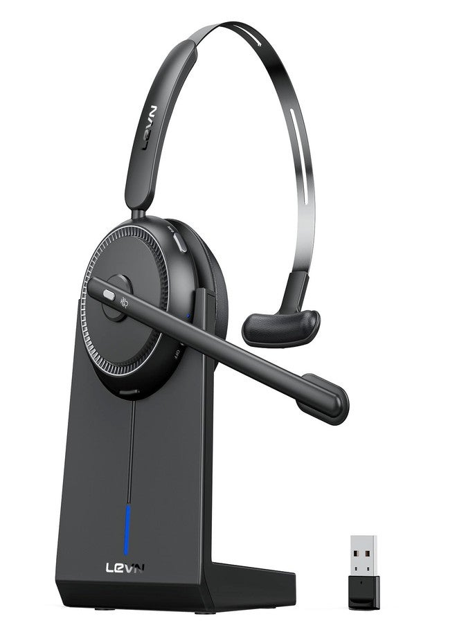 LEVN Wireless Headset 5.2, Wireless Headset with Mic for Work with(Noise Cancelling),Bluetooth Headphones for Work from Home/Office/PC/Computer/Center(Black) - Image 1