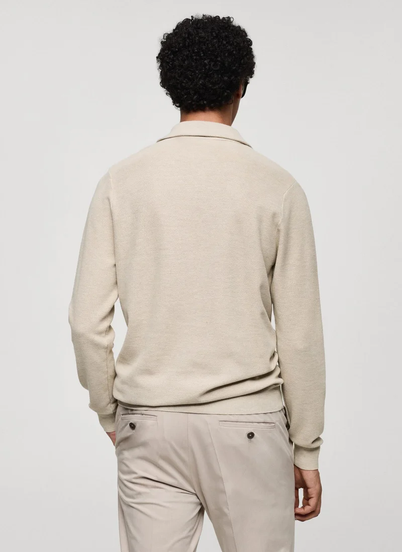 مانجو مان Tenp Polo Collar Half Zip Through Sweater
