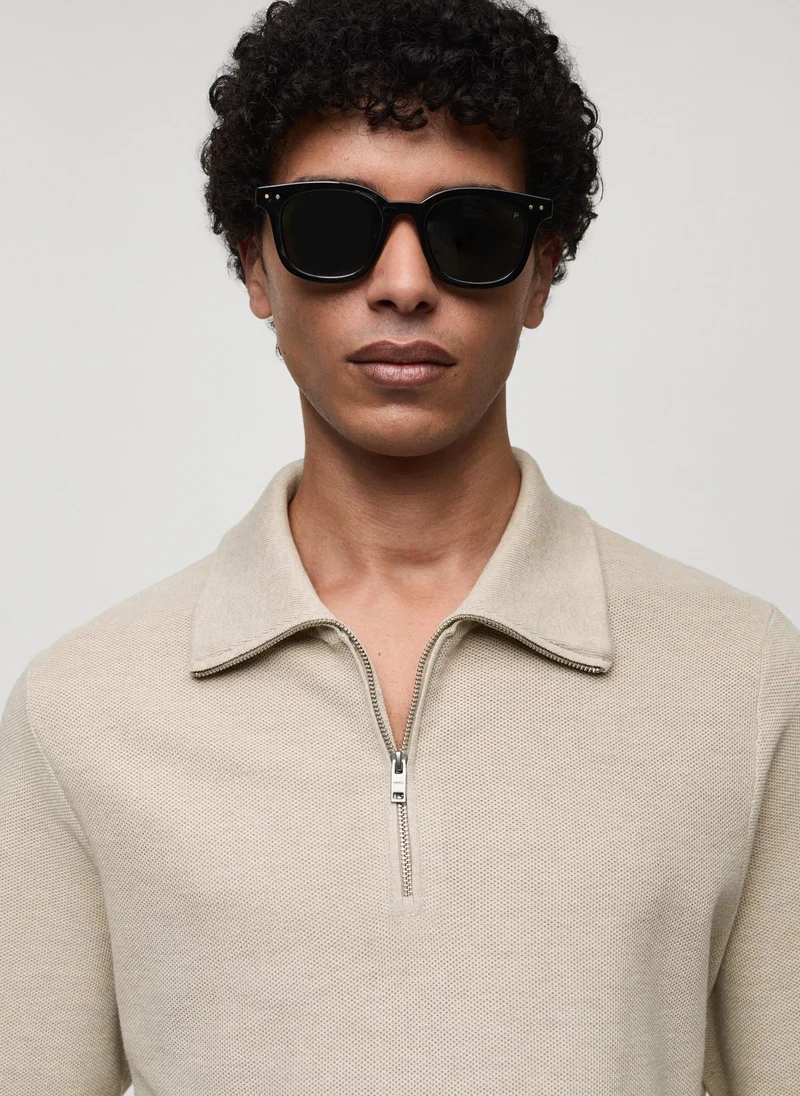 مانجو مان Tenp Polo Collar Half Zip Through Sweater