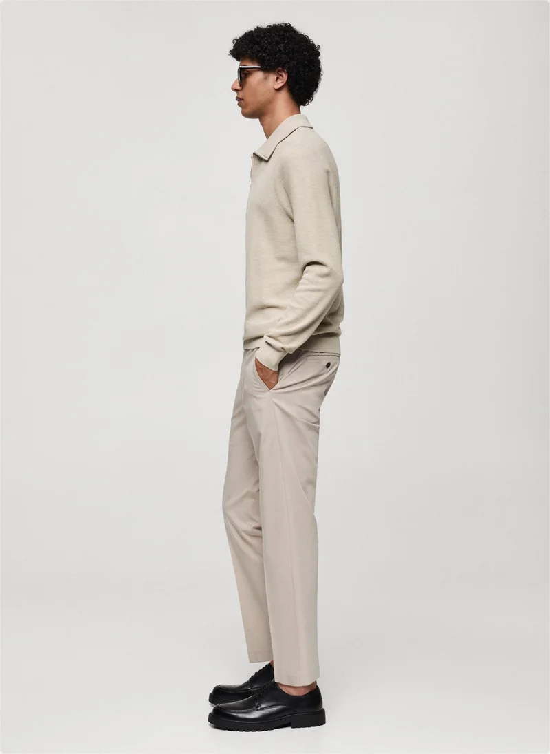 مانجو مان Tenp Polo Collar Half Zip Through Sweater