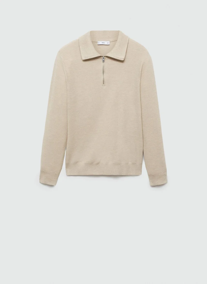 مانجو مان Tenp Polo Collar Half Zip Through Sweater