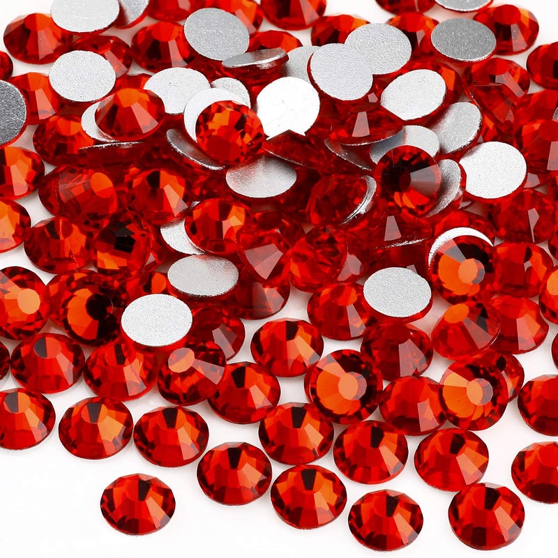 Yantuo Flat Back Rhinestons Red 1440pcs LtSiam 5 mm ss 20 Round Non Hotfix Rhinestone Glitter GemsGlue On Crystal Stone for Nail ArtShoes DIY Craft Deacorations