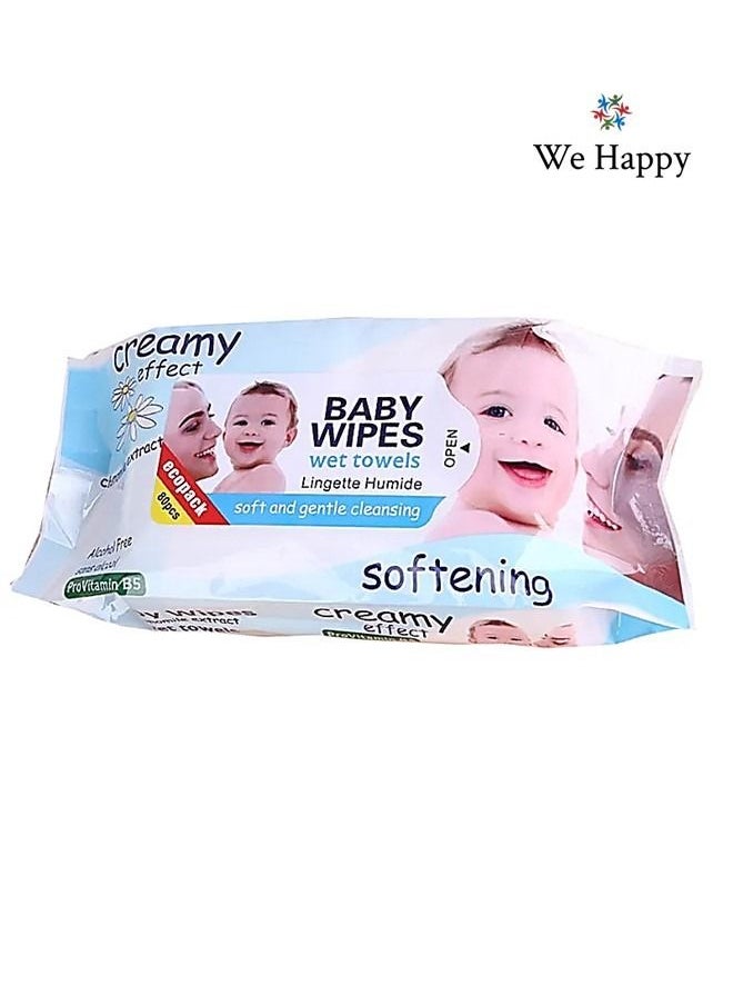We Happy - Pack of 4 Baby Wipes Soft and Gentle Cleansing Wet Towels Perfect for Sensitive Skin 80 Pcs each - Image 1