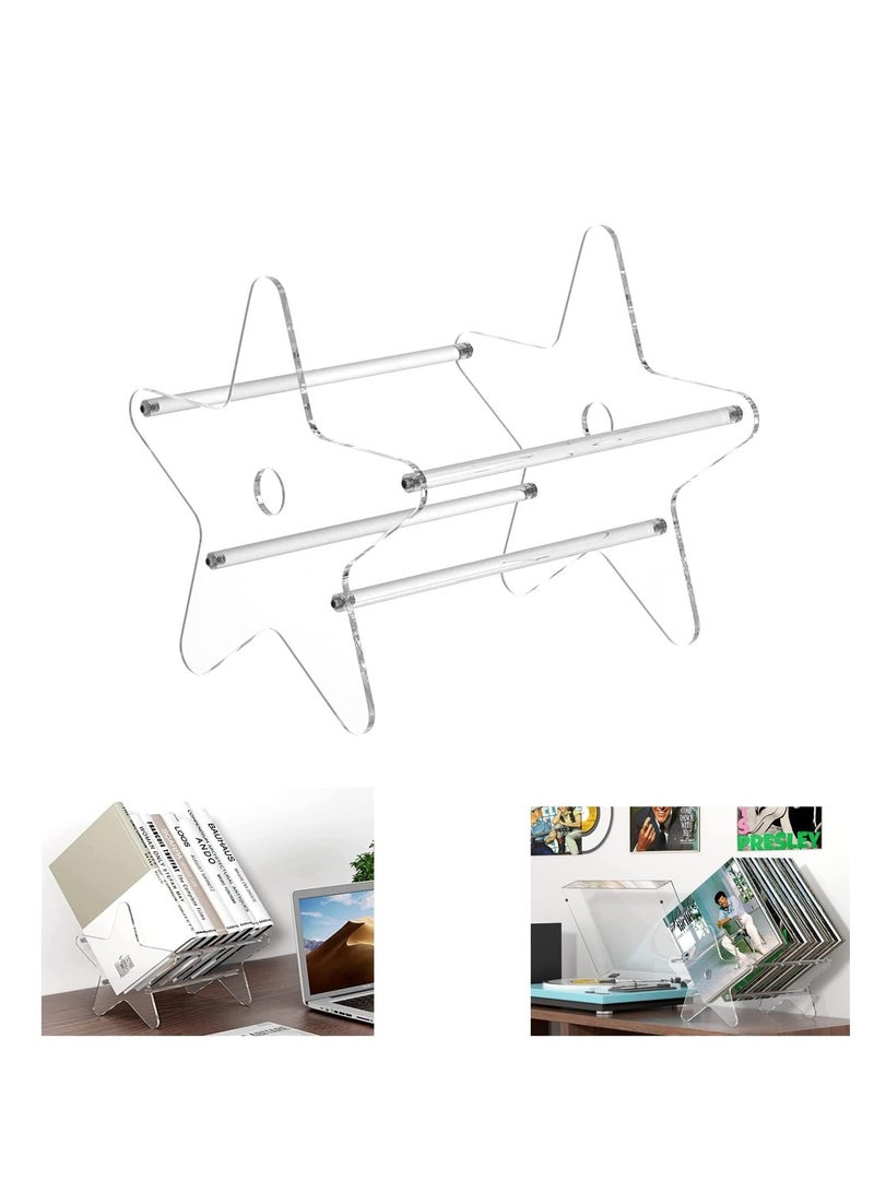 KASTWAVE Vinyl Record Storage Stand, Metal Vinyl Record Storage with Side Baffles, Clear CD Organizer Holder for Single and Gatefold Albums for Protecting Files, Albums, Books, Magazines Record Organizer - Image 1