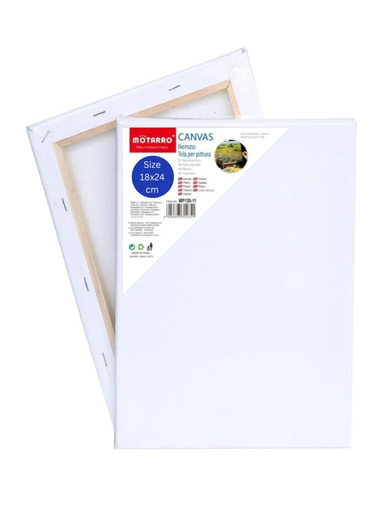 MOTARRO Stretched Canvas 18X24CM  White Cotton Artist Canvas Boards for Painting Acrylic Pouring Oil Paint Dry & Wet Art Media  - Image 1