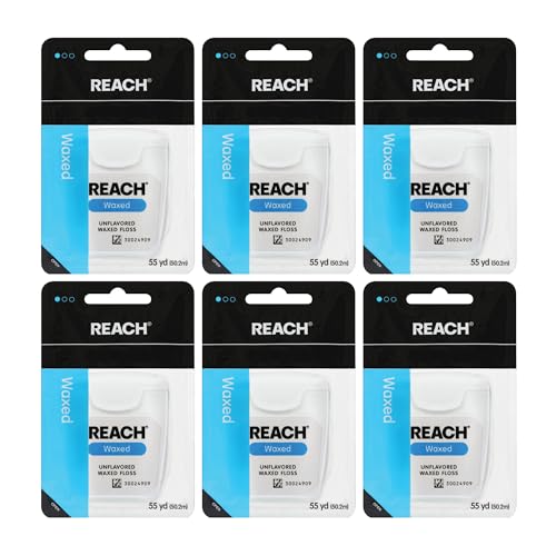 REACH Waxed Dental Floss Unflavored Plaque Remover for Teeth Shred Resistant Floss Slides Smoothly Easy to Use Waxed Deep Cleaning Teeth Oral Care PFAS Free for Adults Kids 6 Pack 55 yd - Image 2