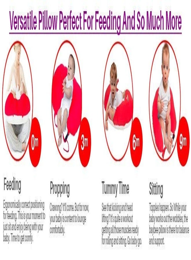 GET IT Cotton 5-in-1 Feeding Pillow with Detachable Cover | New Born Portable Breast Feeding Pillow for Baby | Infant Support for Baby and Mom (Full Red) - Image 4