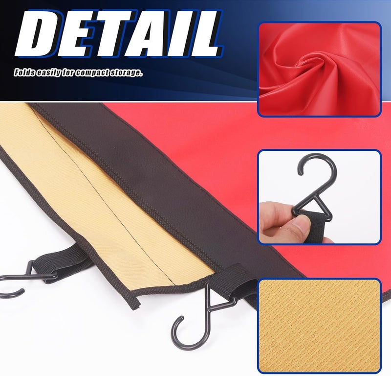 Glarks Red Automotive Magnetic Fender Cover, 3pcs Protector Gripper Mechanic Mat Pad with Hook for Saloon, Truck, SUV - Image 4