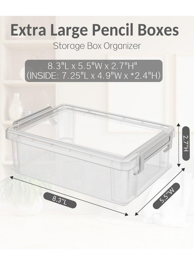 Sooez 6 Pack Extra Large Pencil Box, Plastic Pencil Case Crayon Box Bulk, Clear Marker Organizer Plastic Containers With Lid, Stackable Storage Box For Craft, Pen, Art, School Supply, Grey - Image 2