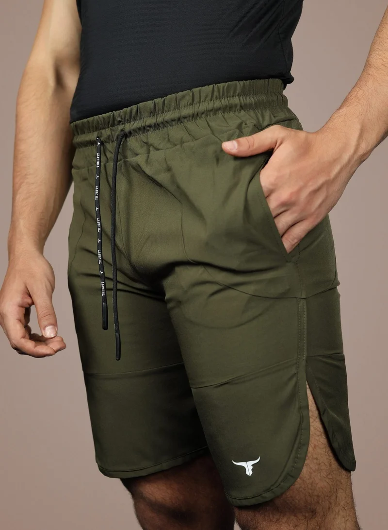 THUGFIT BlackHawk High-performance Men's Shorts (9" Inseam)- Dark Moss Green