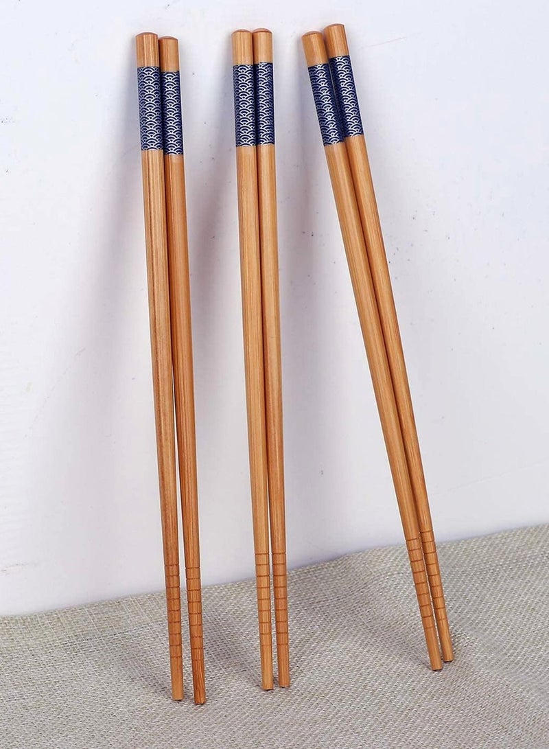 Y&D Bamboo Chopsticks Reusable Japanese Style Chopstick Gift Sets Classic Natural Chop Sticks Dishwasher Safe 5 Pairs  - Image 5