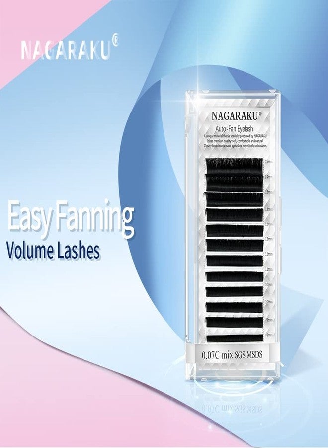 NAGARAKU Easy Fanning Auto Fans Eyelash Extension Self Handing Making Fast Bloom Flowering Pre-bonded Lashes Mega Volume 12 Row/Tray With Thickness 0.05mm Curl C (Length - Mix 16-20mm) - Image 2