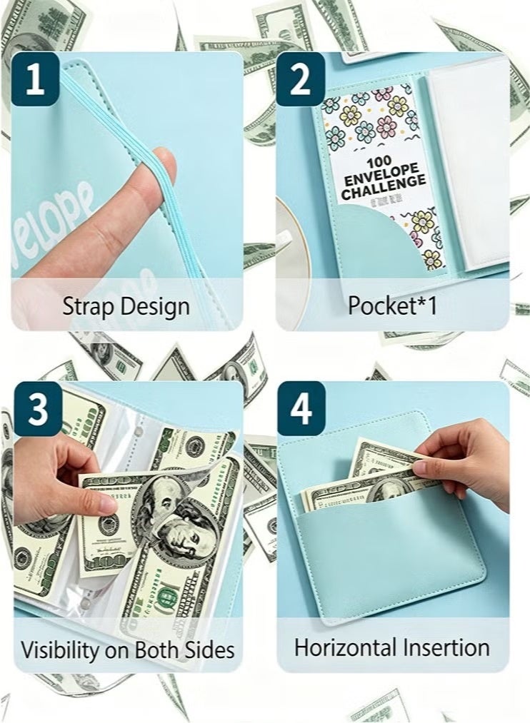 100 Envelope Savings Challenge Book, Money Saving Wallet, Budget Binder Planner for Cash Stuffing Saving Book with Cash Envelopes for School Home Office (Pink) - Image 5