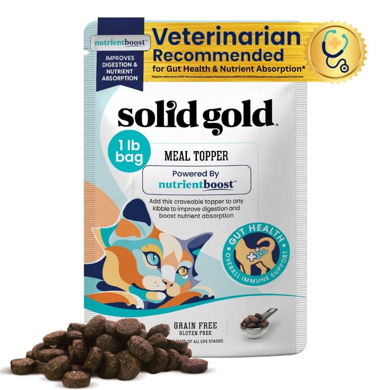 Solid Gold NutrientBoost Meal Topper for Cats - High Protein Crunchy Cat Treats Rich in Vitamins Minerals and Amino Acids - 1 Pound - Image 1