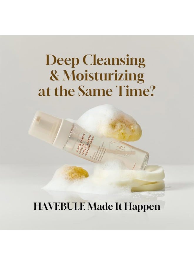 HEVEBLUE Salmon Caring Centella Bubble Cleanser - Salmon PDRN, pH 5.5, Salmon Egg Extract, Centella, Moisturizing, Balancing, Pore Cleansing, Low Irritation, Hypoallergenic, Sensitive Skin - Image 4