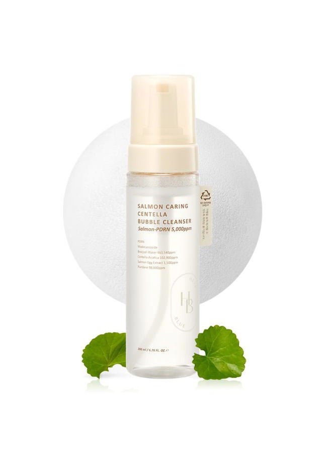 HEVEBLUE Salmon Caring Centella Bubble Cleanser - Salmon PDRN, pH 5.5, Salmon Egg Extract, Centella, Moisturizing, Balancing, Pore Cleansing, Low Irritation, Hypoallergenic, Sensitive Skin - Image 1