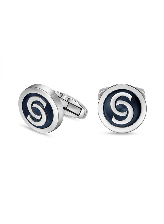 CERRUTI 1881 Orlando Silver and Blue Lacquer Cufflinks for Men