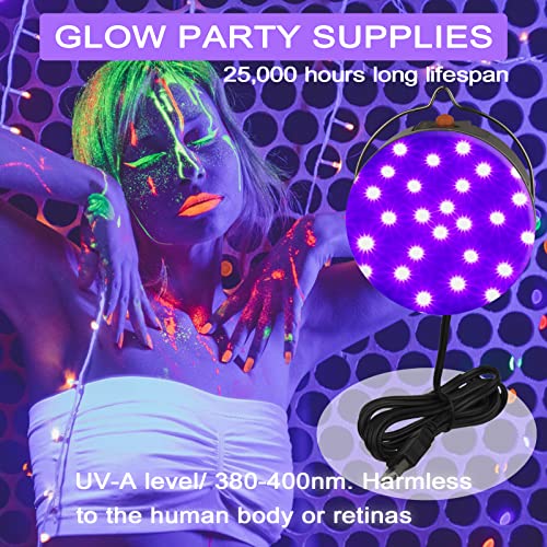 CICINY Led Black Light Light, 10W USB Hangable UV Blacklights with Hook, Black Light Lamp for Glow Party, Glow in The Dark Halloween Decorations, Room, Body Paint, Poster, Pet Urine Detection - Image 3