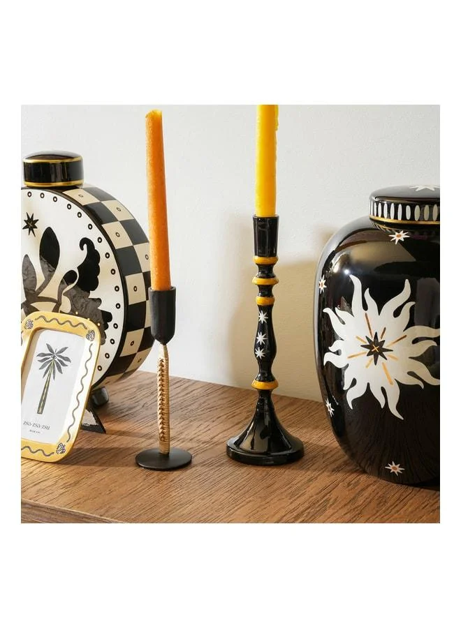 Zsa Zsa Zsu Nanpur Black Aluminum Candle Holder 9x28 cm
