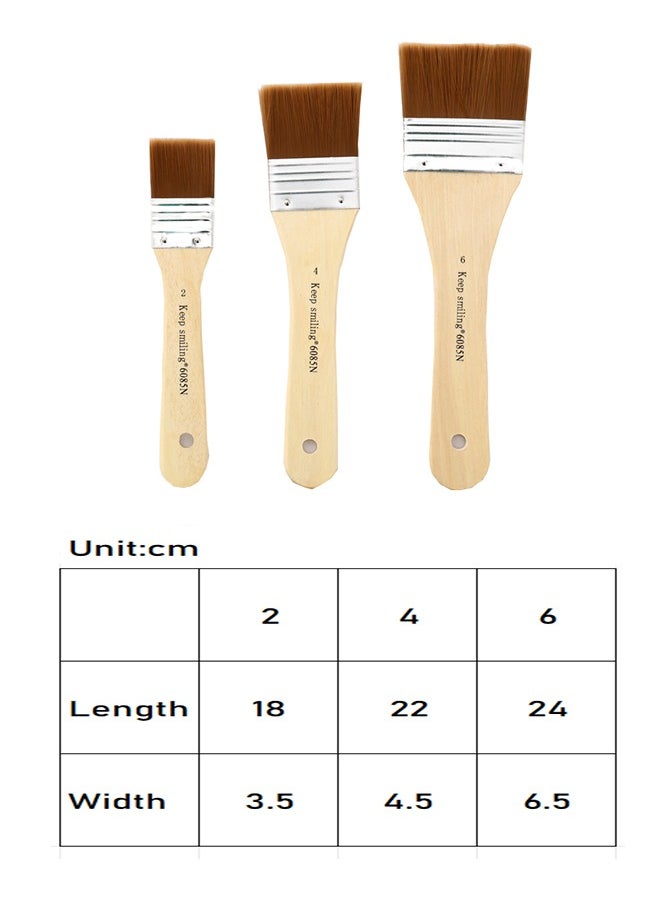Keep Smiling - 3PCS Nylon Wood Handle Paint Brush for Wall Building Decoration Cleaning Painting Tools - Image 1