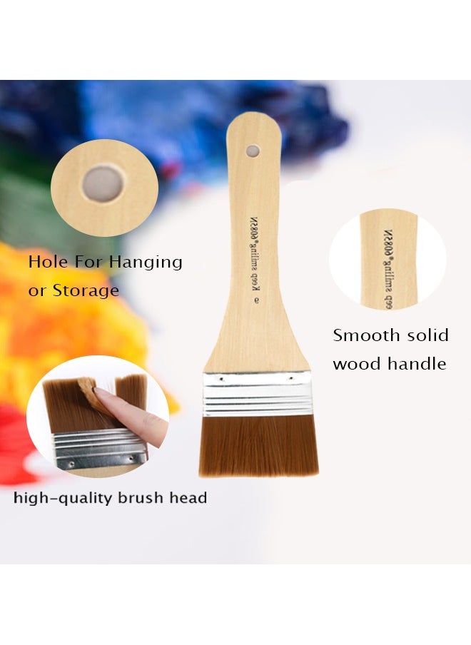 Keep Smiling - 3PCS Nylon Wood Handle Paint Brush for Wall Building Decoration Cleaning Painting Tools - Image 1