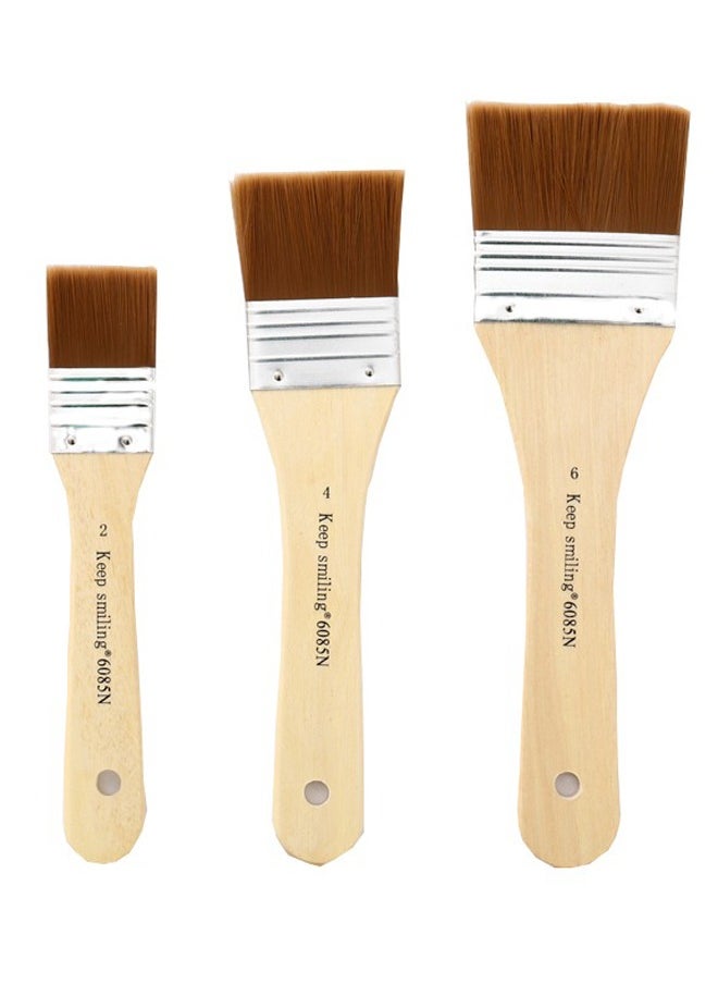 Keep Smiling - 3PCS Nylon Wood Handle Paint Brush for Wall Building Decoration Cleaning Painting Tools - Image 1